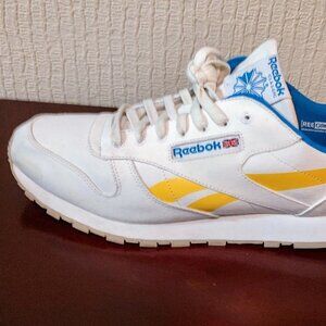 Reebok Men's Court Advance Canvas Sneaker: White with yellow accent stripe; sz13
